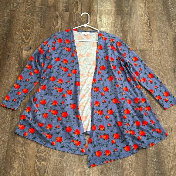 LULAROE FLORAL ROSE CARDIGAN - Picture 1 of 4